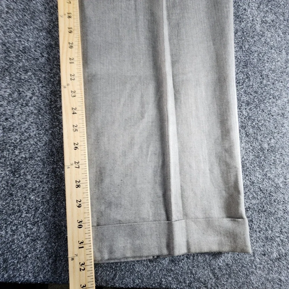 Polo Ralph Lauren Mens 38x32 Gray‎ Herringbone Pleated Cuffed Cotton Dress Pants